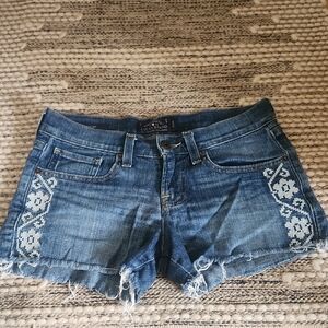 Lucky Brand Blue Jean Shorts with Embroidered Design Size 24